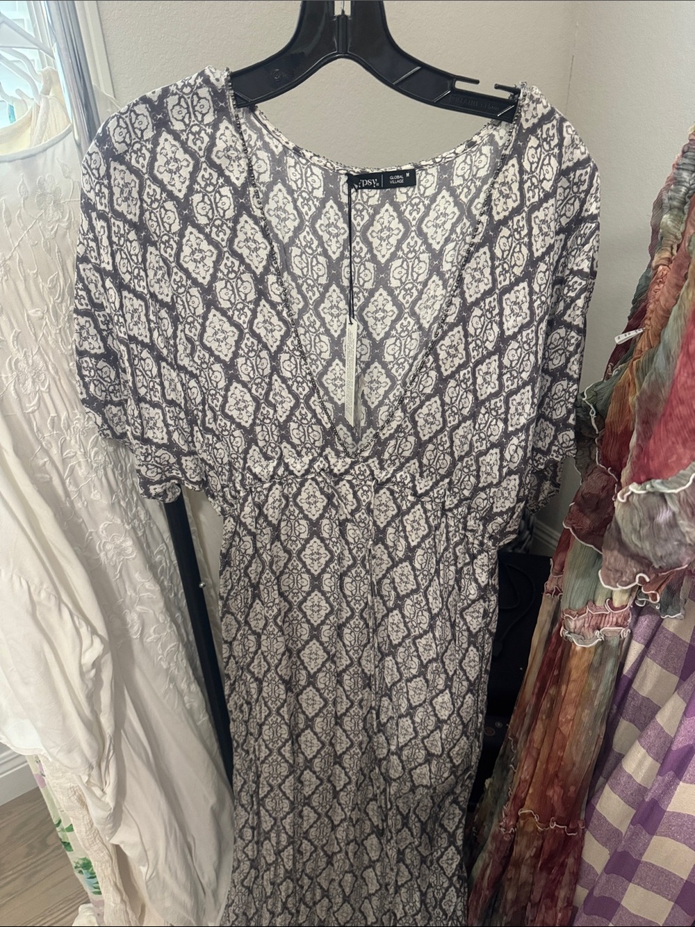 Gypsy 05 Black and White Printed Maxi Dress